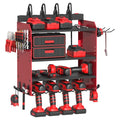 Power Tool Organizer Wall Mount with Charging Station, Garage 4 Drill Storage Shelf with Cordless Tool Holder, Heavy Duty Rack with 8 Outlet Power Strips and Hooks, Gift for Men, Husband (4 Layer) - size: 4 layer