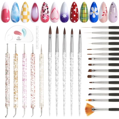 Beetles Nail Art Brushes, 25pcs Nail Art Pens Daul Ended Dotting Tools - color: C - Clear-25