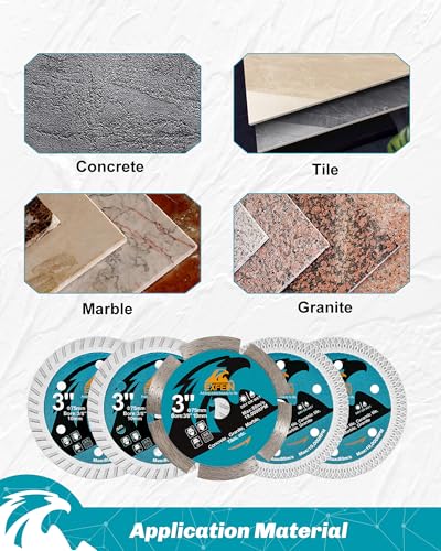 3 Inch Compact Circular Saw Blade Set, Multi-Material Cut for Concrete, Granite, Tile Cutting, 10mm Arbor - 5 Pack - size: Set 2