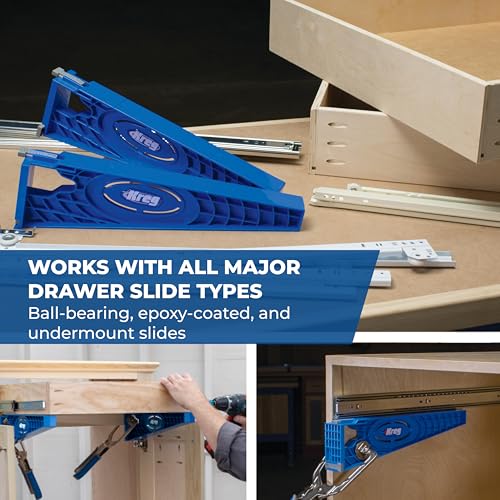 Kreg KHI-Slide Drawer Slide Jig - Drawer Slide Jig Kit - Drawer Slide Tool - for Cabinets, Drawers, Desks & More - Easily Install Drawer Slides - Set of 2 | Helps install hardware on cabinets and desks
