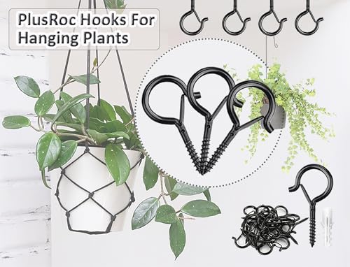 PlusRoc 20 Pack Screw Hooks for Hanging Plants Outdoor Lights(Black) - color: Black