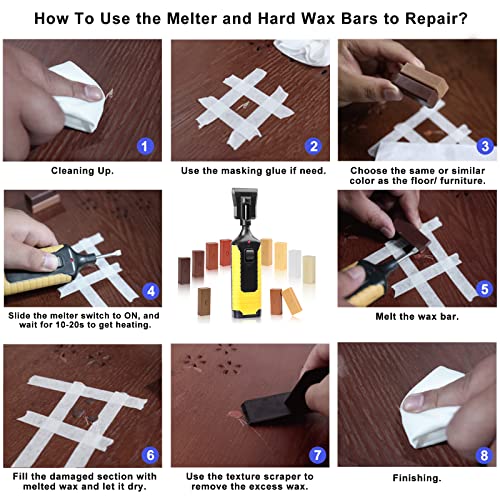 Laminate Vinyl Floor Repair Kit with Heat Pen, 11 Colors Hardwood Floor Wax Wood Furniture Touch up Marker Linoleum Lvp Repair Kit Covers Scratches, Stains, Cracks, Holes for Floor, Door, Cabinet