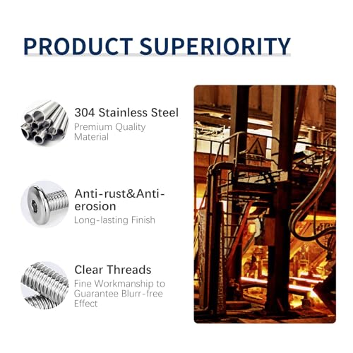 5/16-18 x 1" (30 Pack) Flat Head Hex Socket Cap Screws Bolts, 304 Stainless Steel 18-8, Hex Drive Countersunk Furniture Connector, Fully Threaded Machine Thread, Bright Finish