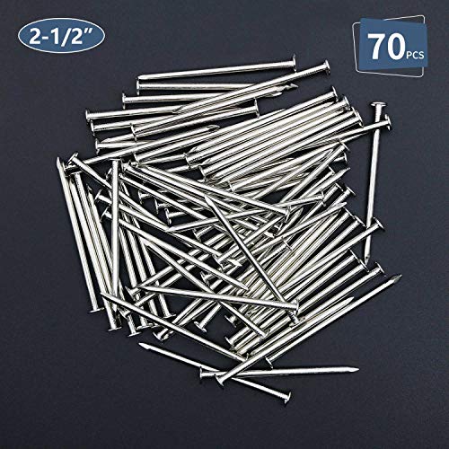 JEGONFRI 70PCS 2-1/2" Nickel Plated Flat Head Nails for Hanging, Wood Nails - color: Silver, size: 2-1/2 In , 70 Pcs
