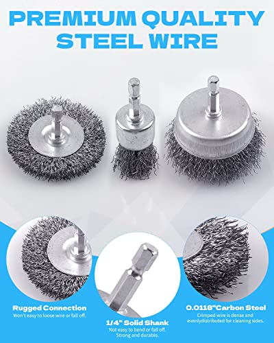 Rocaris 24 PCS Wire Wheel Brush Set for Drill with 1/4-Inch Hex Shank