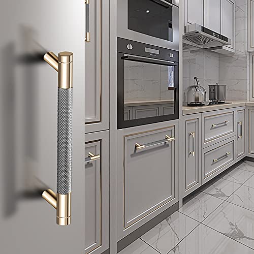 12 Pack 3 Inch 76 mm Knurled Cabinet Handles Cabinet Pulls Aluminum Handles Pulls Gold and Grey Oxidation Finish with Diamond Pattern 4" Length (3" Hole Center) - color: Gold and Grey, size: 3 Inch