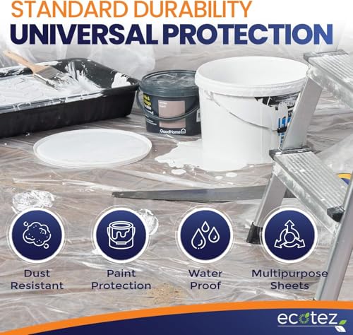 20 Pack 12 x 9 ft Extra Large Plastic Drop Cloth for Painting - size: 20 Pack-Standard