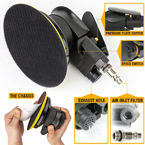 Autolock 6 Inches Air Random Orbital Sander, Pneumatic Palm Sander 1pcs - size: 6 Inch