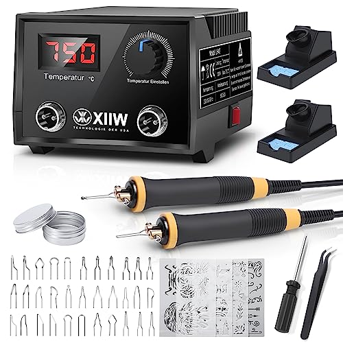 XIIW Wood Burning Kit 100W with 2 Pyrography Pens & 33 PCS Wire Tips - color: 35 PCS Wood Burning Tools