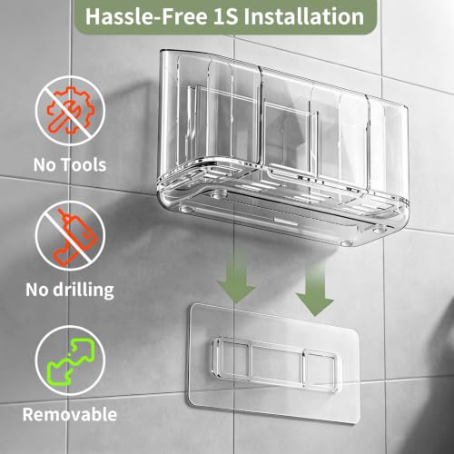 Electric Toothbrush Holder Wall & Counter, No-Drill, 5-Slot