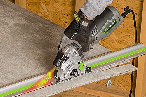 Genesis GPCS535CK 5.8 Amp 3 1/2” Control Grip Plunge Compact Circular Saw Kit with Laser, Miter Base, 3 Assorted Blades, Vacuum Adapter Hose, Rip Guide and Carrying Bag - style: Plunge Circular Saw 3-1/2"