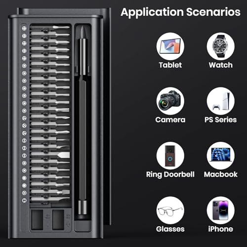 38-in-1 Precision Screwdriver Set, Mini Professional Tiny Repair Tool Kit for Phone, Computer, Watch, Laptop, PS5, Xbox,Switch,Macbook, Ring Doorbell, Eyeglass, Electronic, Gifts Gadgets for Men