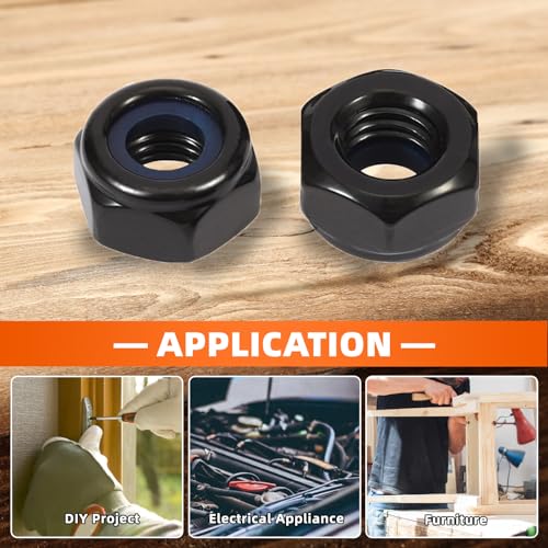 5/16-18 Nylon Insert Hex Lock Nuts Locknuts, 304 Stainless Steel 18-8, Black Oxide, 25 PCS - color: Black, size: 5/16-18