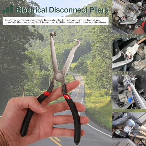 Electrical Disconnect Pliers, Spark Plug Disassembly Pliers for Remove Locking Push Tab Style Electrical Connectors Air Flow Sensors Fuel Injectors - size: Curved Nose