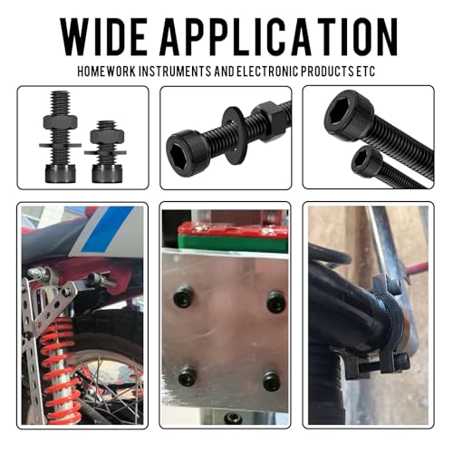 900 Pcs Hex Socket Head Cap Screws Assortment Kit, Small M2 M2.5 M3 Bolts and Nuts Washers Set, Internal Hex Drive Allen Head Machine Screws, Grade 12.9 Alloy Steel Black, Come with Hex Wrench