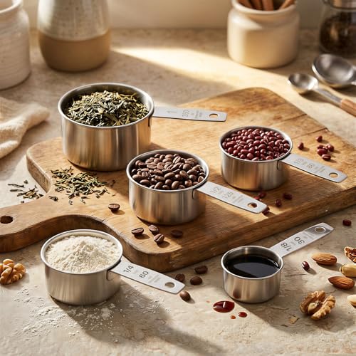 6Pcs Stainless Steel Measuring Cup, 1/8 Cup - 30ml Metal Measuring Cup, Comfortable Hand Feeling Measuring Scoops for Coffee Cooking Baking Kitchen - size: 1/8 Cup
