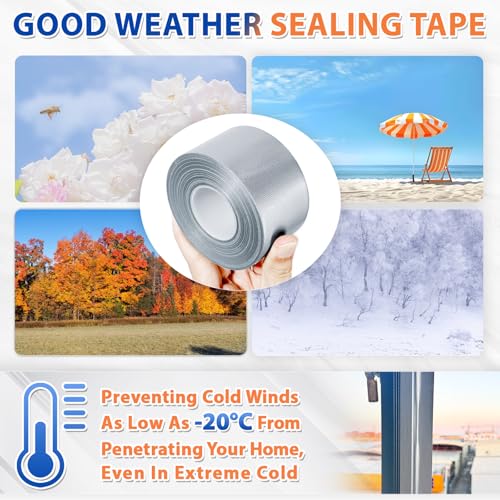 Silver Window Weather Sealing Tape,Window Draft Isolation Sealing Film Tape,Window AC Seal Air Conditioner Sealing Tape No Residue Waterproof Self Adhesive for Keep Out Cold Air Dust Rain 2IN X 65FT - color: Silver, size: 2 Inch x 65 FT