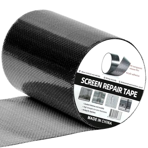 HOFUDON 4in X 20ft Window Screen Repair Tape Black - Heavy Duty 3-Layer Adhesive, Waterproof Fiberglass Mesh Patch Kit for Windows/Doors/Magnetic Screens - color: Black
