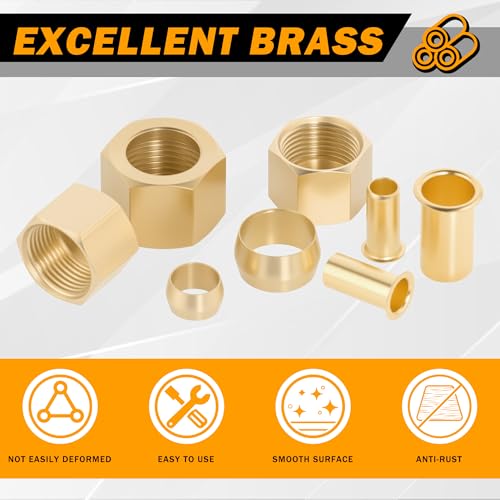 255PCS Brass Compression Kit for 1/2" 3/8" 5/16" 1/4" 3/16" 1/8" - style: 255PCS
