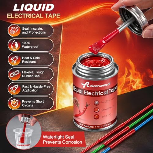 Liquid Electrical Tape 4oz Waterproof Liquid Tape Electrical Insulating Glue with Brush Cap, High Temperature Resistant Flexible Rubber Coating for Wires Cables, Plug, Automotive(Red) - color: Red
