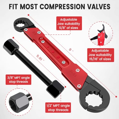 Plumbing Tools with Angle Stop Wrench & Compression Sleeve Puller - style: Angle Stop Wrench with 1/2-Inch Compression Sleeve Puller