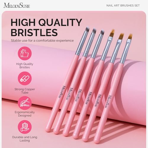 MelodySusie 6Pcs Ombre Nail Brushes - color: Light Pink, size: 6