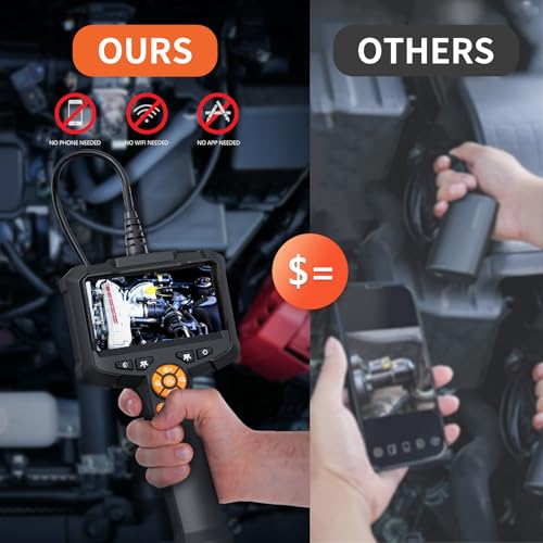 Daxiongmao Borescope 1080P Industrial Endoscope Inspection Camera | Mechanical Tool for Automotive, HVAC, Plumbing, 4.3" IPS Screen, IP67 Waterproof & 16.5ft Semi-Rigid Flexible Snake Probe - size: 16.5 FT