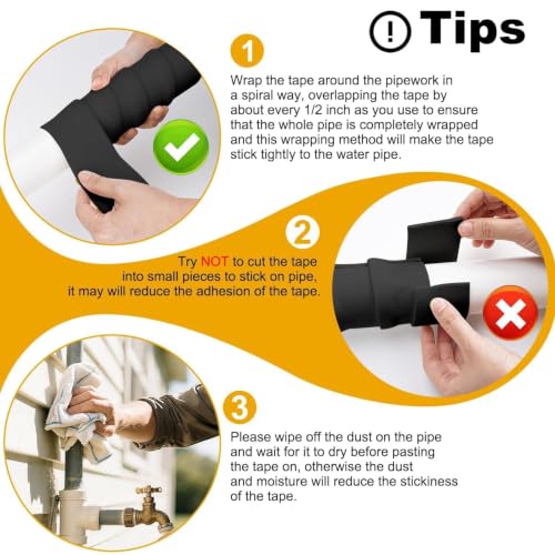 DEMEDO Pipe Insulation Tape, Pipe Wrap Insulation Foam Tape Self Adhesive, Outdoor Water Pipe Insulation Roll for HVAC, AC Line Insulation, 4 inch x 16.5 FT Heat Tape for Water Pipe, Black - style: 4" wide x 1/8" thick x 16.5ft long
