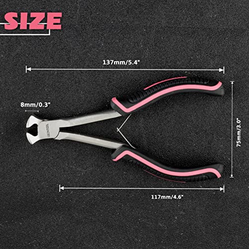 Long Reach End Cutting Pliers 5.5 Inches End Nipper Cutting Pliers Nail Puller for Zipper Install Stops Repair Kit, Wire Cutter for Jewelry Making Working In Tight Spaces Pink Tool for Women - style: End Cutting Pliers