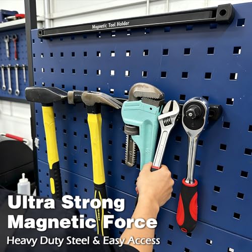 Double Sided Magnetic Tool Holder, 17 Inch Heavy Duty Magnet Bar Strip with Extra Strong Magnets, Magnetic Tool Organizer for Garage, Warehouse, Workshop, Tool, Industrial (1 Pack)