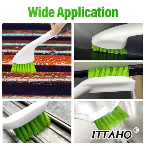 Grout Brush with Long Handle & Groove Gap Scrub Brush, Grout Cleaning Brush,V-Shape Grout Scrub Brush,Grout Cleaner Brush for Bathroom,Tile,Baseboard, Kitchen, Space Window Track, Corner