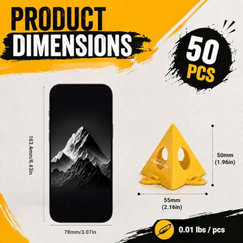 RUGLAMZHIP 50pcs Painters Pyramids, Painters Pyramid Stands | Painter's Stands & Mini Tripods for Door Risers, Cabinet Doors, Paint Tent, Woodworking Tools, Cabinet Pouring Accessories - style: Yellow-50pcs