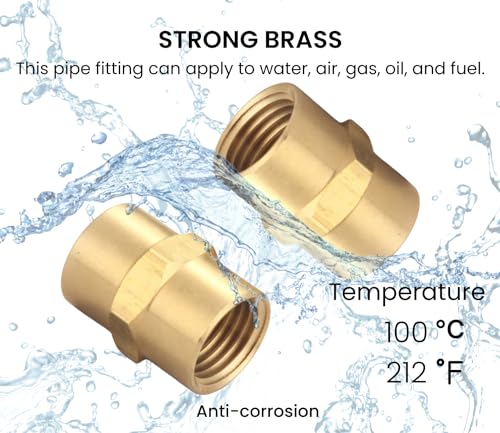 1/4 Inch NPT Female x 1/4 Inch NPT Female Brass Coupling - size: 1/4" x 1/4" NPT Female, style: 4 Piece