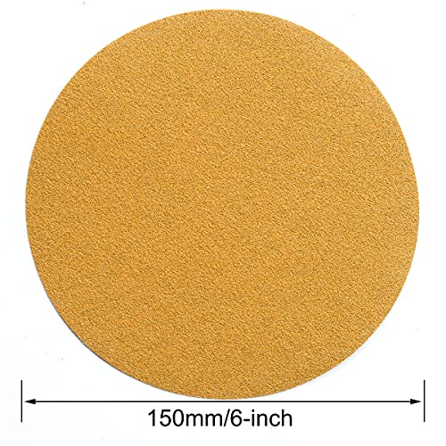 6-Inch No-Hole Hook and Loop Gold Sanding Discs 100-Grit, 100-Pack - size: 100 Grit