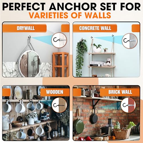 10PCS Screw Hooks + Self-Drilling Drywall Anchor, Expansion Tubes