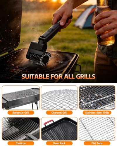 2026 Electric Grill Brush for Outdoor, 3-in-1 Kit BBQ Cleaner with 3 Heads