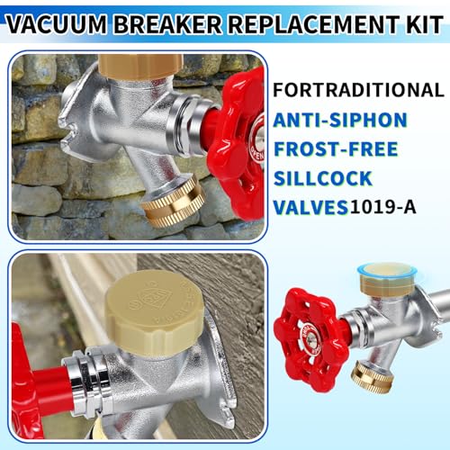 Boltigen Vacuum Breaker Repair Kit, Frost Free Outdoor Faucet ASSE 1019-A Repair Kit, Hose Bib Replacement with 3/4GHT Outdoor Faucet Cap for Anti-Siphon Sillcock Valves, 1 Set