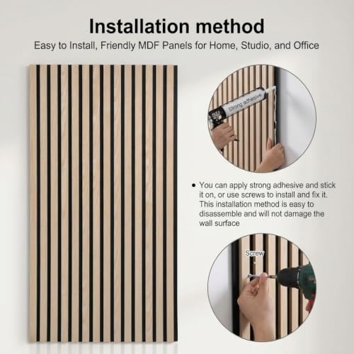 5 Pcs Wood Slatwall Panels Large Acoustic Panels for Wall 47.2 x 23.6 x 0.4 Inch Soundproof Sound Dampening Wood Veneer Sound Absorbing Wall Panel for Bedroom Home Studio Office(Oak) - color: Oak