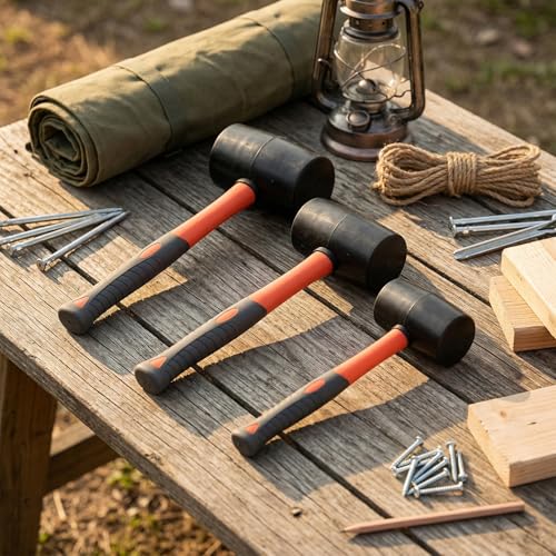 ZOENHOU 3 PCS 16oz 24oz 32oz Black Rubber Mallet Hammer, Solid Rubber Mallet Head with Non Slip Handle, Rubber Hammer for All Projects - color: Black, size: 16Oz 24Oz 32Oz
