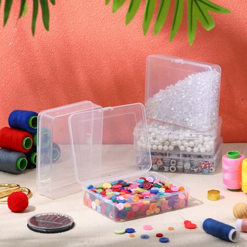 Jetec 6 Pieces Small Clear Plastic Storage Box, 5 x 4 x 1.3 Inch - size: 5 x 4 x 1.3 Inch