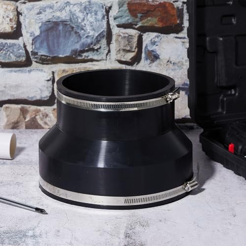 2 Pack 8" to 6" Flexible Rubber Reducer Coupling with Clamps