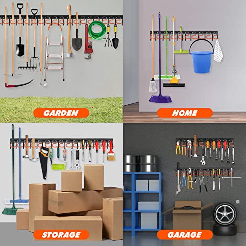 TVKB 34'' All Metal Garden Tool Organizer Wall Mount Garage Organizers and Storage with Hooks Tool Hangers for Shed - size: 34inch(17"x2pack)