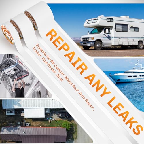 WELLUCK RV Roof Tape Sealant Roofing Tape, 2 Inch X 50 Foot Natural White RV Tape for Roof Repair Camper Trailer Boat Sealing Leak Repair, UV & Waterproof - style: 2inch x 50ft