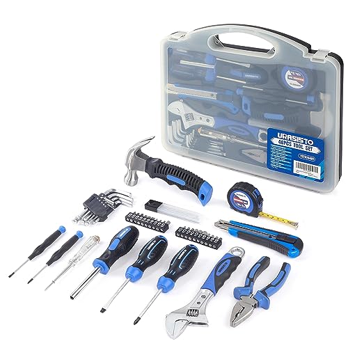 URASISTO Tool Kit 46-Piece, Household Basic Complete Hand Repair portable Tool Set with Plastic Toolbox Storage Case - size: 46 Piece