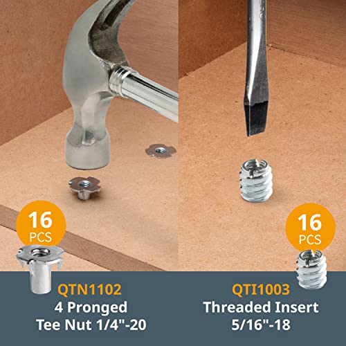 POWERTEC 71128 128 Piece Set T-Track Knob Kit, 5/16"-18 Threaded Bolts and Washers, T Track Bolts, T Track Accessories for Woodworking Jigs and Fixtures - size: 5/16"-18, style: 128 pcs