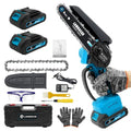 Mini Chainsaw Cordless 6 Inch Electric Chainsaw pruning saw Battery Powered Handheld Portable Chain Saw With 2 Batteries/Automatic Oiler for Tree Trimming Wood Cutting Pruning Garden, Black - size: 6 inch(Black)