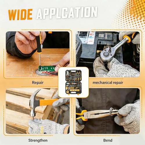 TOLSEN Basic Tool Set Household Tool Kit, Mechanic Tool Kit with Toolbox - size: 89 PCS