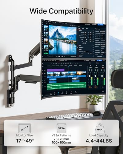 Dual Wall Mount Monitor Arm for 17-49" Ultrawide Screens - size: Dual