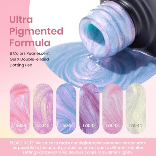 Beetles Pearl Gel Nail Polish, 6 Colors Shimmer White Pink Purple - color: A-White Pink Purple| Song of freedom