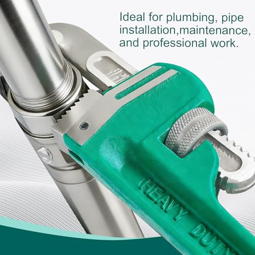 10in Heavy Duty Adjustable Pipe Wrench Non-Slip Plumbing Tool - size: 10in